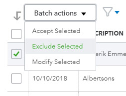 Exclude banking transactions in QuckBooks Online