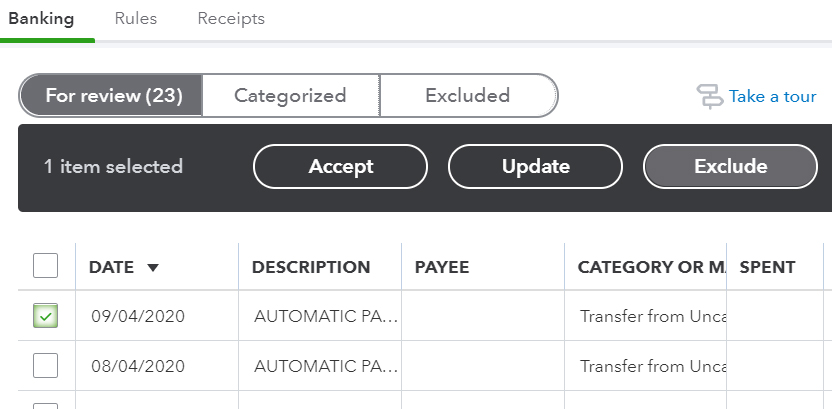 QuickBooks Online Exclude Transactions